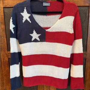 Wooden Ships Red, White, and Blue V-Neck Sweater